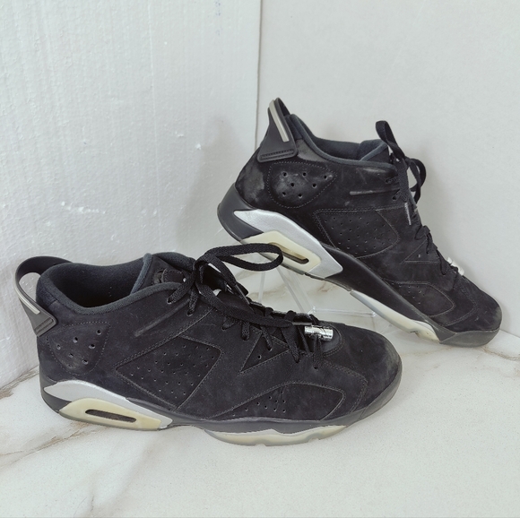 Nike Air Jordan 6 Retro Black Buck Low 'Chrome' Basketball Sneakers, 14 - Picture 2 of 9